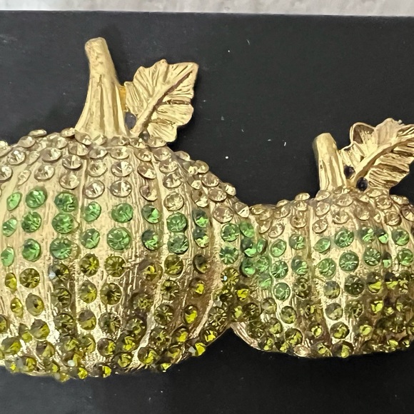 Tahar Fall Harvest Napkin Rings Set Of 4 Green Gold Rhinestone Pumpkins Formal - Picture 11 of 11